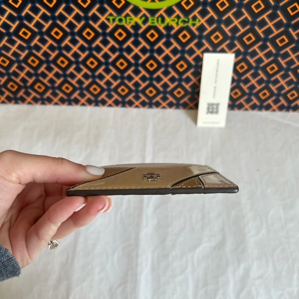 Tory Burch Emerson Color Block Slim Card Case Soft Serve Optic White Shortbread